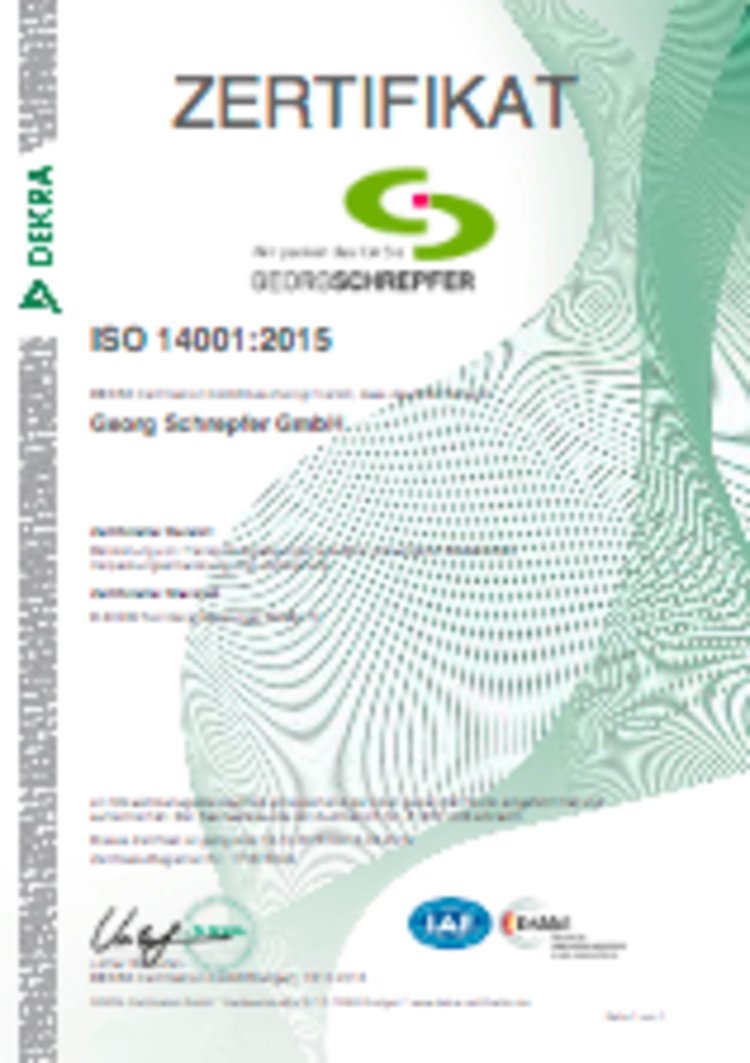 Zertifikat ISO 14001:2015